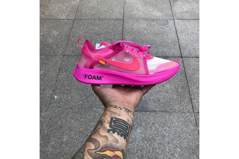 nike off white zoom fly pink