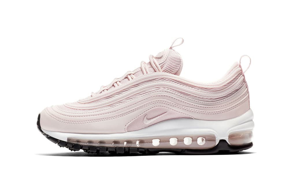 white and pink nike 97