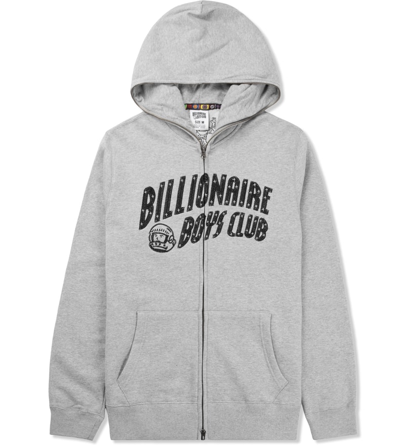 Billionaire Boys Club - Heather Grey Arch Logo Zip Front Hoodie | HBX