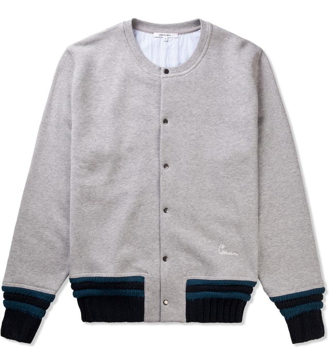 CARVEN - Mottled Grey Cote Fleece Knit Rib Cardigan | HBX