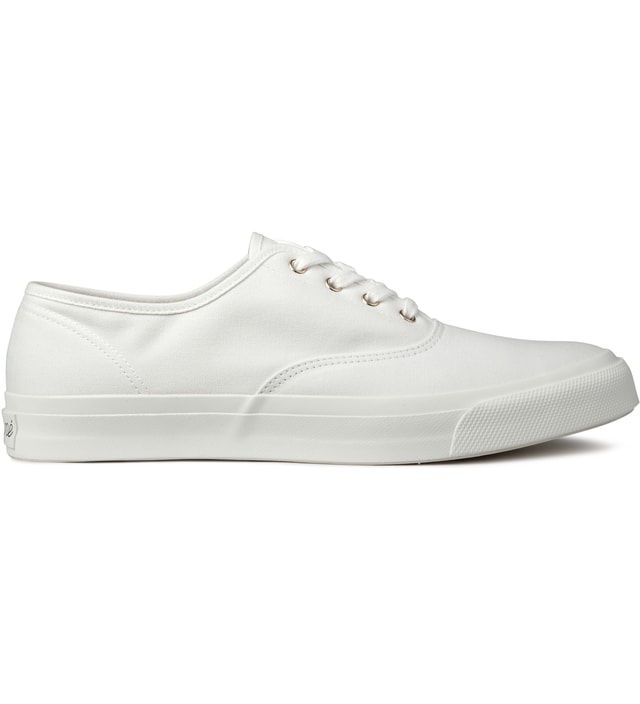 Maison Kitsune - White Canvas Sneakers | HBX