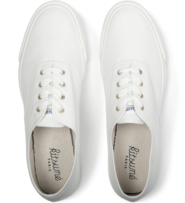Maison Kitsune - White Canvas Sneakers | HBX