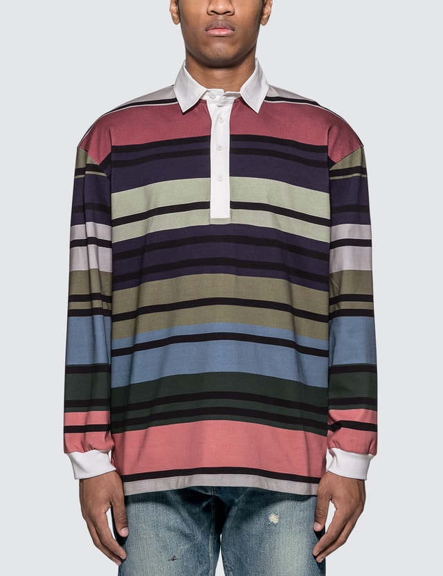 JW Anderson - Striped Rugby Jersey Long Sleeve Polo Shirt | HBX