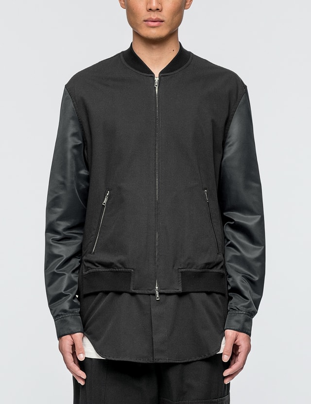 3.1 Phillip Lim - Classic Bomber Shirt Jacket with Nylon Sleeves | HBX
