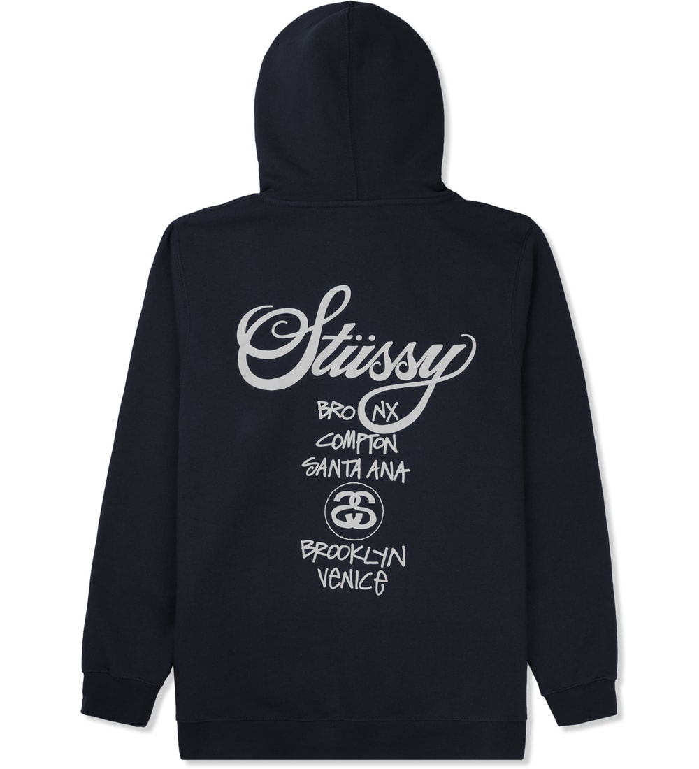 Stussy - Navy World Tour Hoodie | HBX