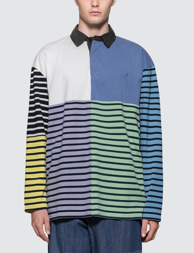 JW Anderson - Patchwork Rugby Jersey L/S Polo Shirt | HBX