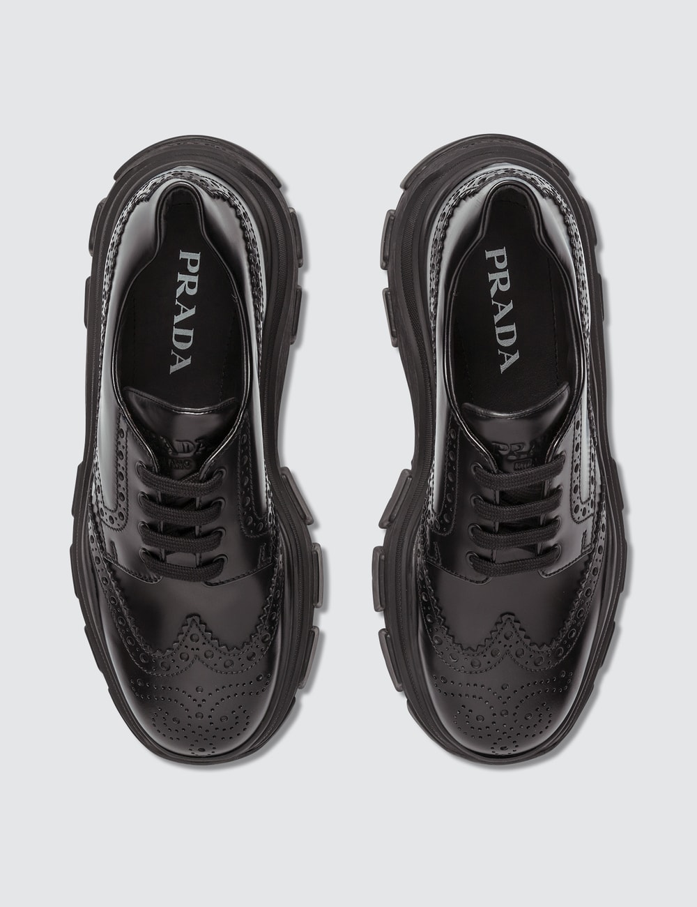 Prada - Chunky Sole Leather Brogue Sneaker | HBX