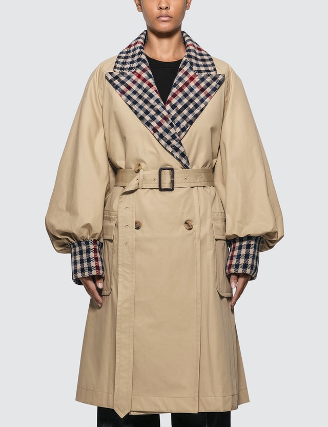 JW Anderson - Trench Coat With Check Contrast | HBX
