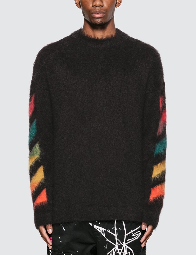 Off-White - Diag Brushed Mohair Crewenck Sweater | HBX