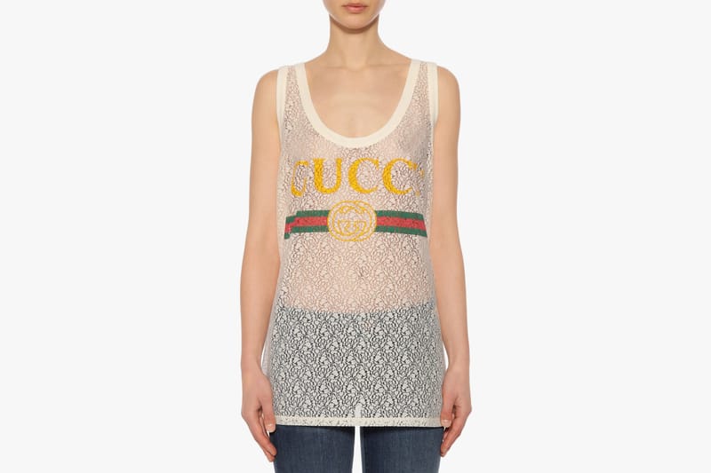 Gucci's New Vintage Logo Lace Tank Top | Hypebae