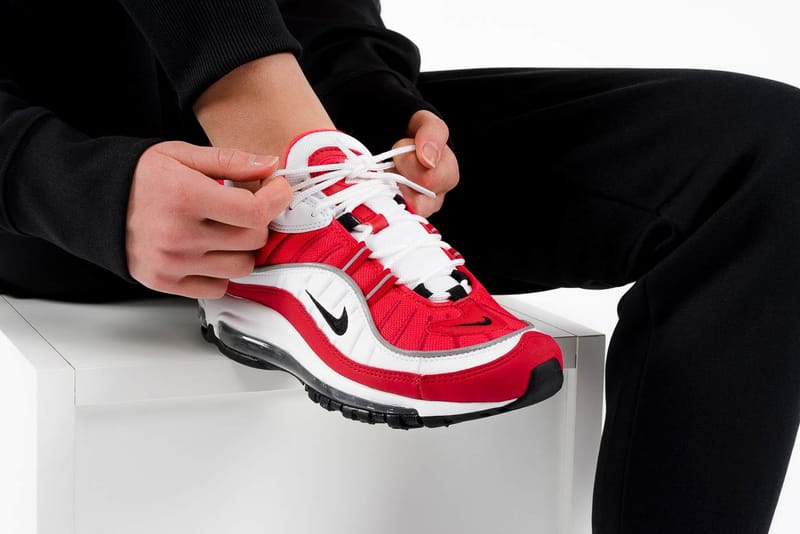 Nike Air Max 98 in Gym Red and White | Hypebae