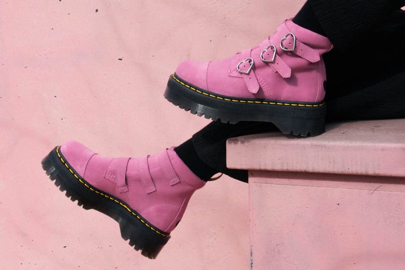 Dr.Martens x Lazy Oaf コラボ PINK SUEDE UK4 Lazy Oaf x Dr. Martens Suede Boots With Hearts | Hypebae