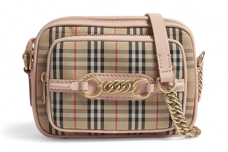 Burberry Heritage Check Pink Leather Camera Bag | Hypebae