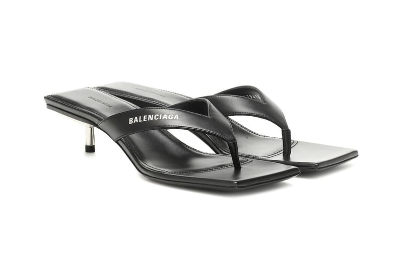 Balenciaga Metal 40 Black Flip Flop Sandal Heels | Hypebae
