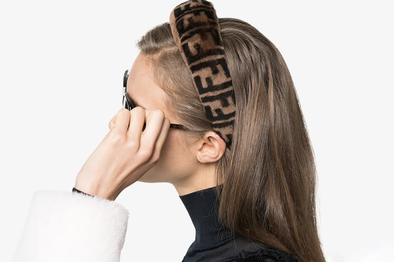 Fendi Shearling Fur Monogram Logo Headband | Hypebae