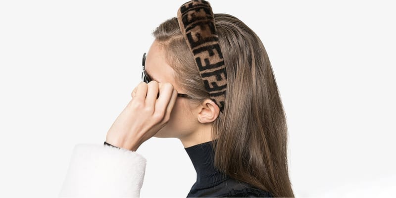 Fendi Shearling Fur Monogram Logo Headband | Hypebae
