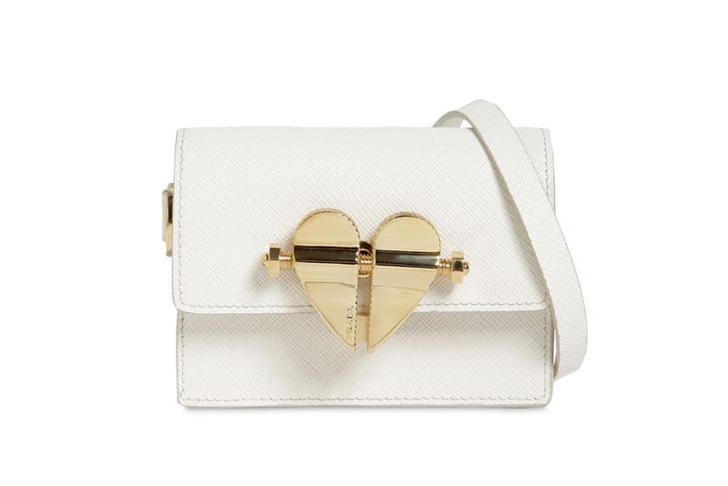 Prada Heart Lock Mini Cross Body Bag in White | Hypebae