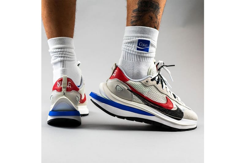 On-Foot Look at sacai x Nike VaporWaffle White Blue Red | Hypebae