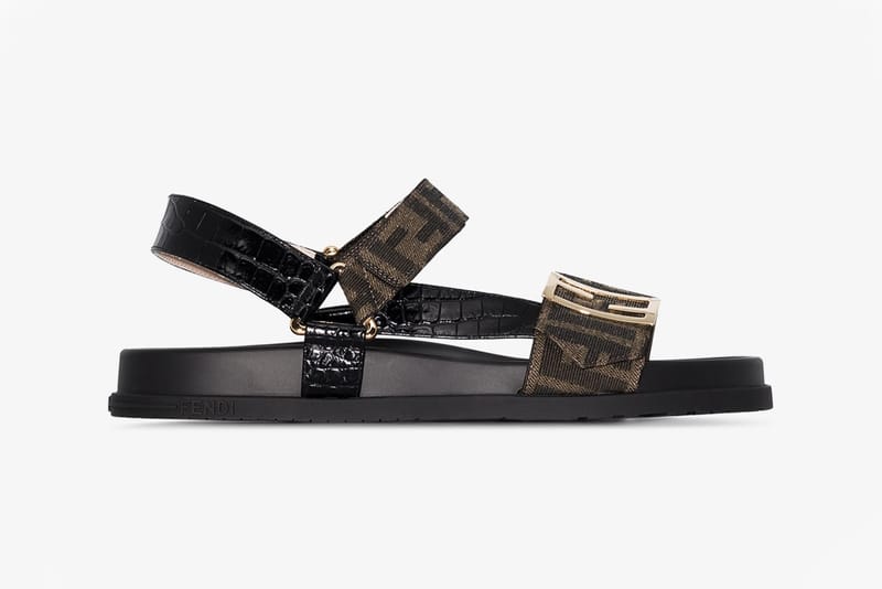 Fendi Logo-Heavy Brown Trek Leather SAndals | Hypebae