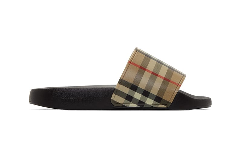 Burberry Beige Check Furley Slides Release | Hypebae