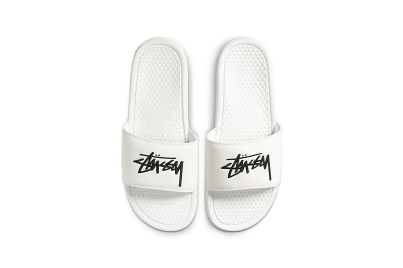 Stussy x Nike Benassi Slides White/Black/Green | Hypebae Stussy x Nike Benassi Slides White/Black/Green | Hypebae