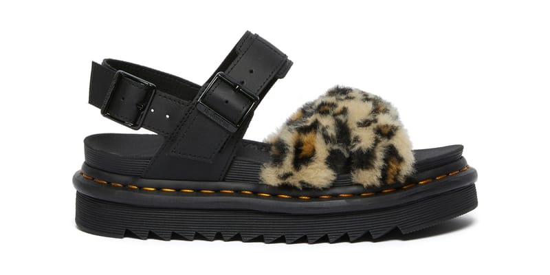 Dr. Martens Fur Leather Sandals Leopard Black | Hypebae