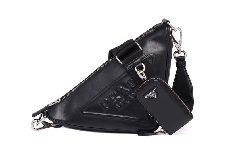 ショルダーバッグ PRADA Nylon Shoulder Bag Triangle Logo Prada Black Leather Triangle Logo Crossbody Bag | Yoogi's Closet
