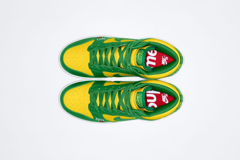 Supreme®/Nike® SB Dunk High Yellow 28 Supreme x Nike Dunk High Sneakers Collab Release | Hypebae