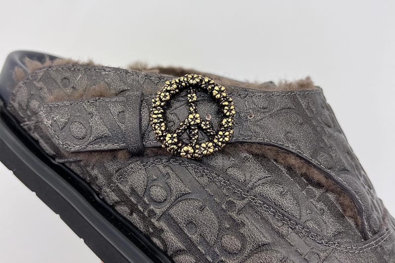Dior X Denim Tears Shearling Oblique Mules | Hypebae