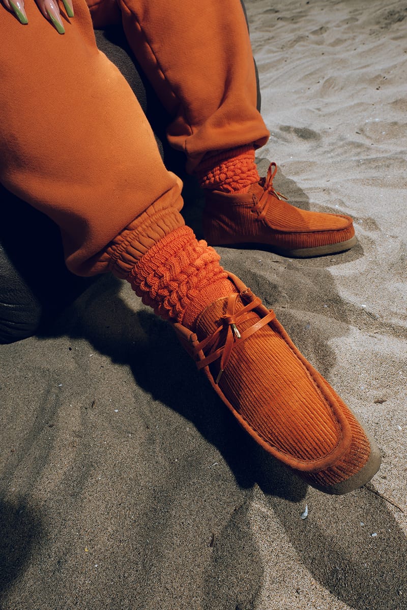 Orange wallabees hot sale clarks