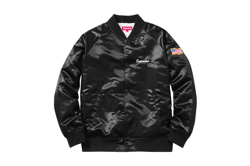 Supreme Drops Satin Varsity Jacket With Betty Boop Embroidery