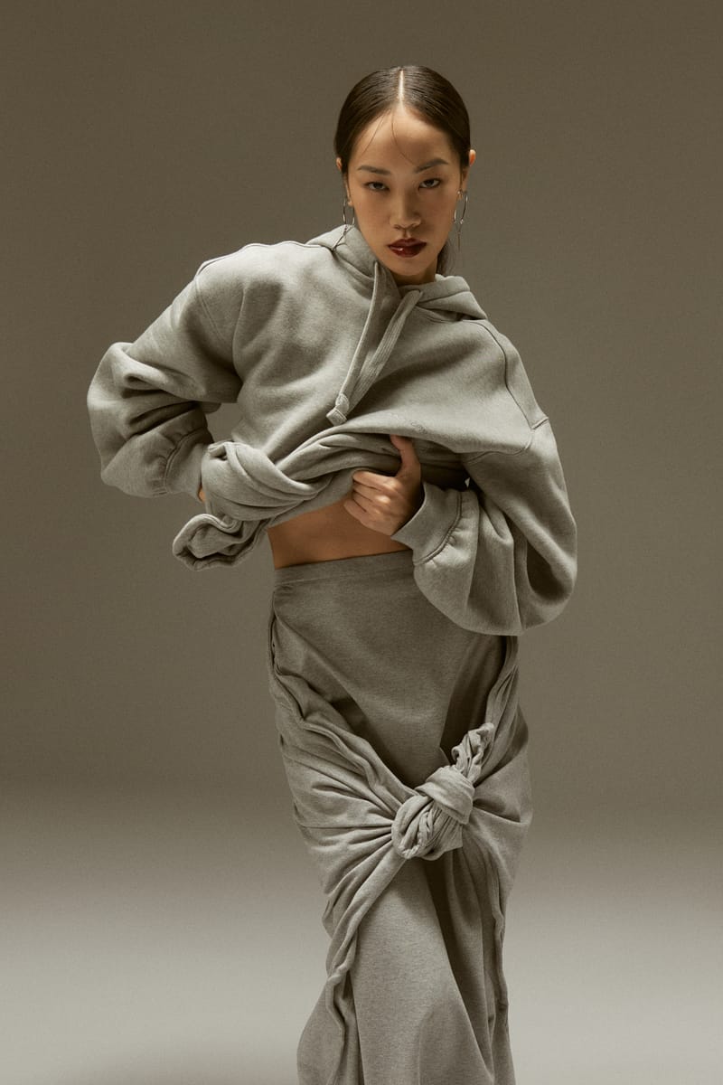  GLENN MARTENS グレー クロップドフーディ Twisting and Ruching Glenn Martens' Y/Project FW23 Collection