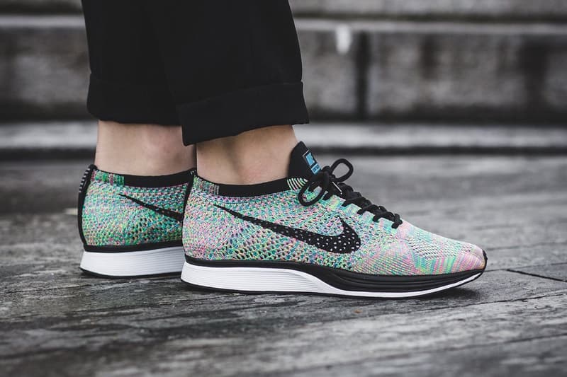 flyknit racer on feet
