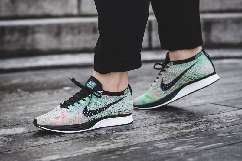 Flyknit racer cheap multicolor on feet