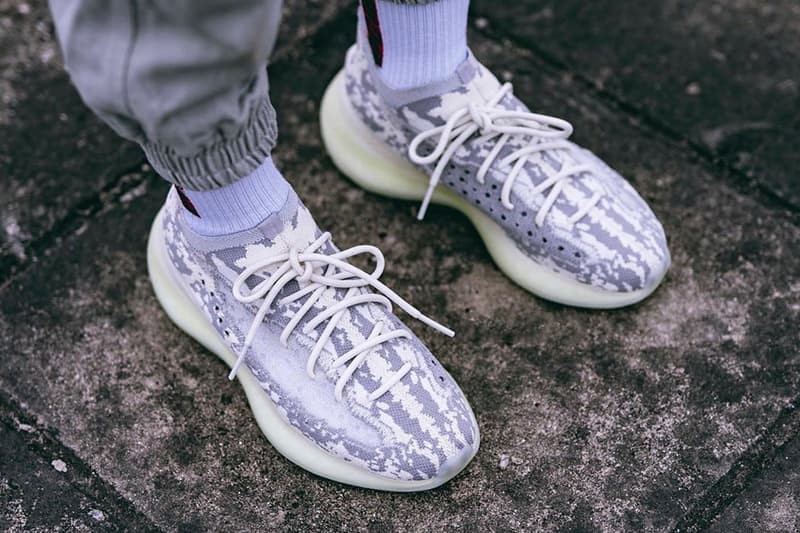 static yeezy 380 on feet