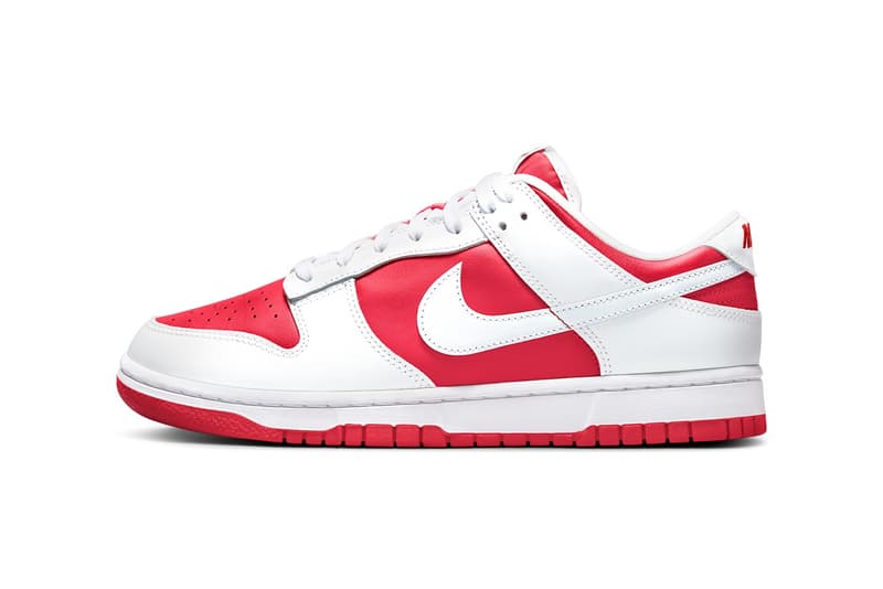 nike dunk low white university red on feet