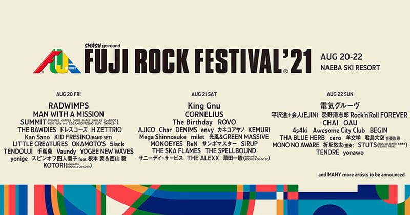 FUJI ROCK FESTIVAL 2021 完整出演陣容正式公開| Hypebeast