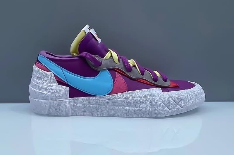 KAWS x sacai x Nike Blazer Low 三方聯乘鞋款最新紫色款式曝光| Hypebeast