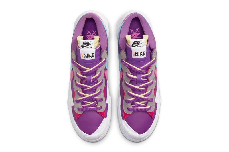 KAWS x sacai x Nike Blazer Low「Purple Dusk」、「Team Red」官方圖