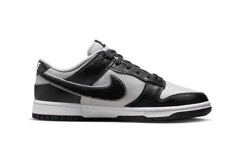 nike dunk low retro chenille swoosh black grey