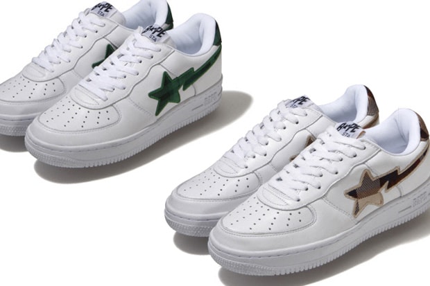 a bathing ape bapesta low white leather