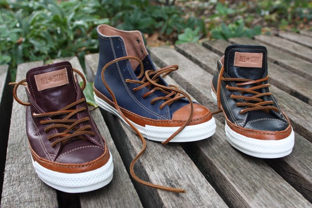 Blue and brown leather 2025 converse