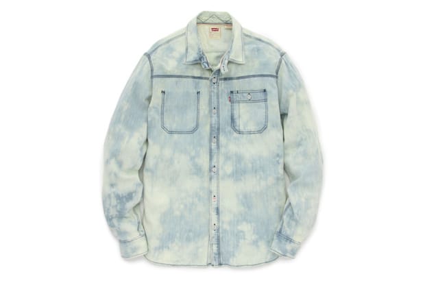 Red Tab Levi's Original Jeans Bleach Wash Denim Work Shirt | Hypebeast