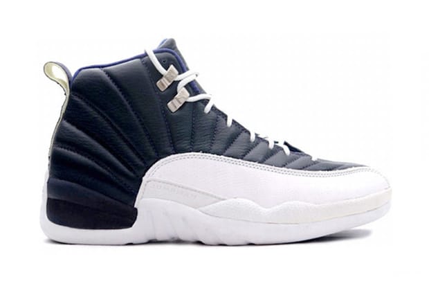 Jordan 12 navy blue white best sale