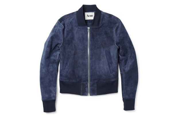 Acne Suede Bomber Jacket with turtleneck