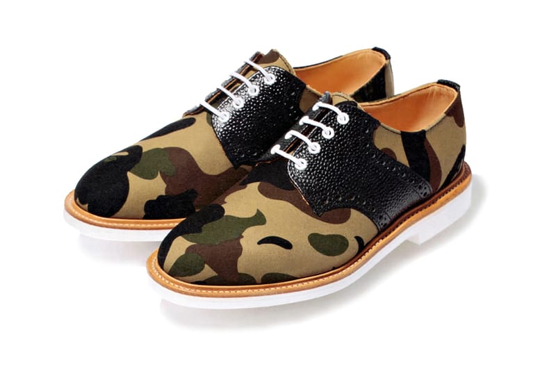 A Bathing Ape x Mark McNairy 1st Camo Canvas Saddle Shoes | Hypebeast