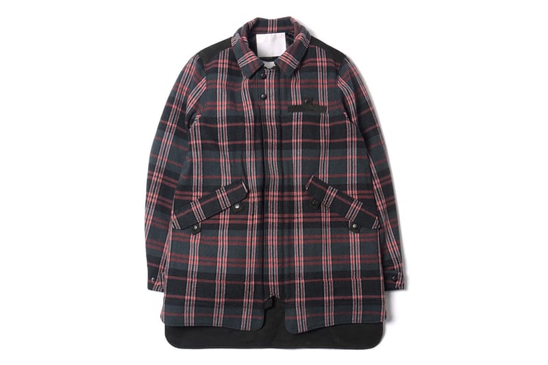 White Mountaineering Wool Tweed Check Soutien Collar Jacket