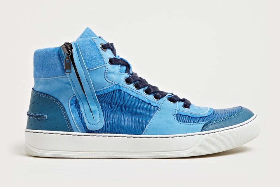 Lanvin Mid High Basket Sneakers Blue | Hypebeast