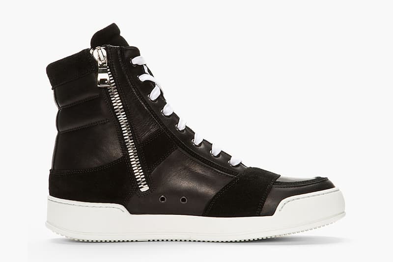 Balmain Black Leather & Suede High-Top Sneakers | HYPEBEAST