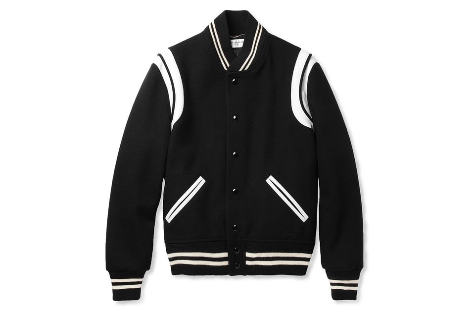 Saint Laurent Leather-Trimmed Wool Blend Varsity Jacket | Hypebeast